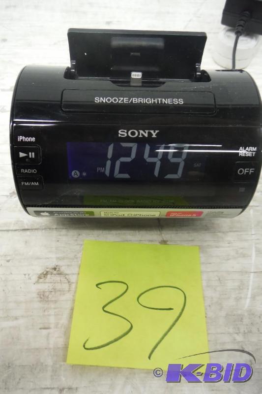 lot 39 image: Sony ICFC11IPBLK iPhoneRPodR Dock Clock Radio with Lightning Dock connector for iphone 5