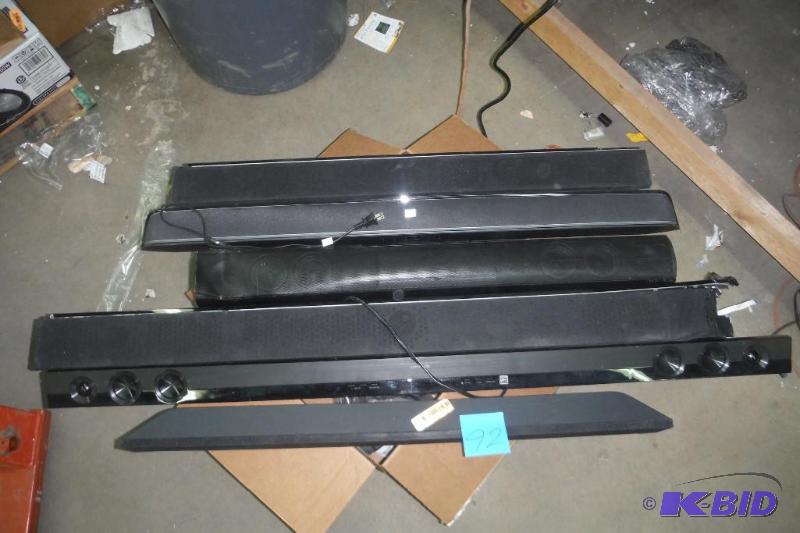 lot 92 image: Lot of 6 sound bars, non working or has some kind of issue.