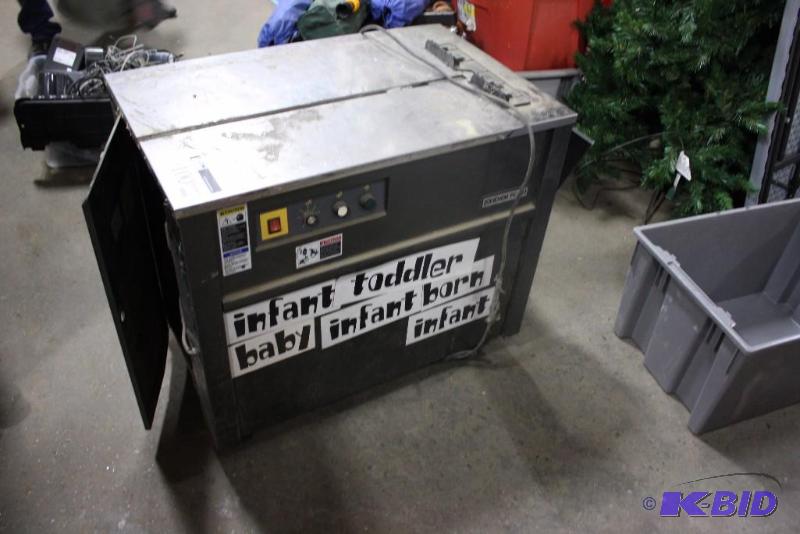 lot 100 image: Semi-Automatic Strapping Machine Model ES-101 Jia-In Company Phase 1 VA 450 100kg Weight.