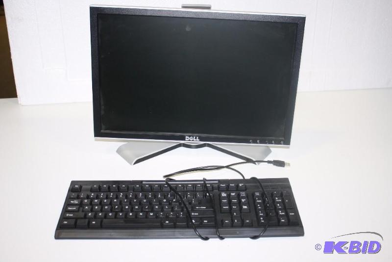 lot 115 image: Dell Flat-Screen Monitor & Keyboard wCord BlackSilver.