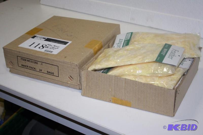 lot 118 image: Lot of (50) Including Light wStand Miscellaneous Encasement Bags of Feathers, app. 48 ct.