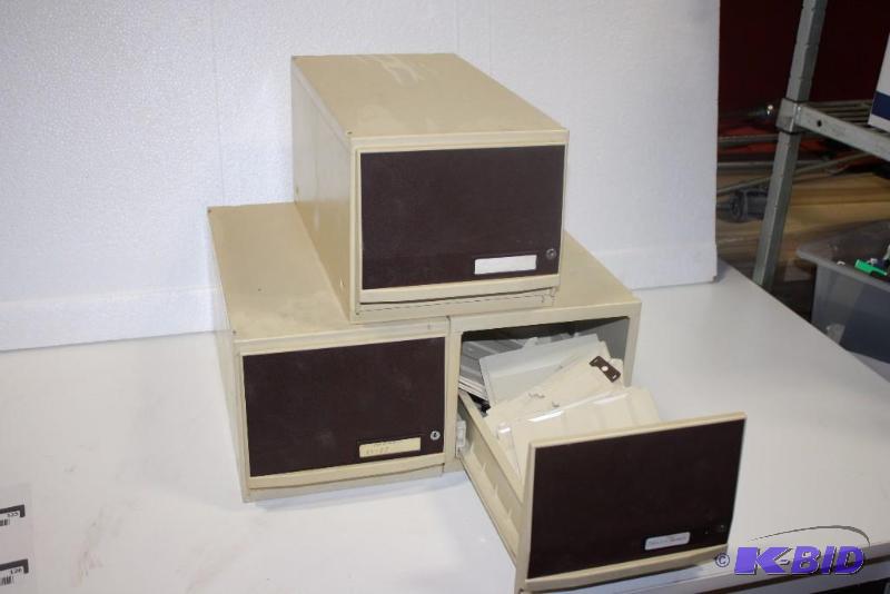 lot 126 image: Lot of (3) File Drawers wDividers BrownWhite 16 x 8 x 7.5.