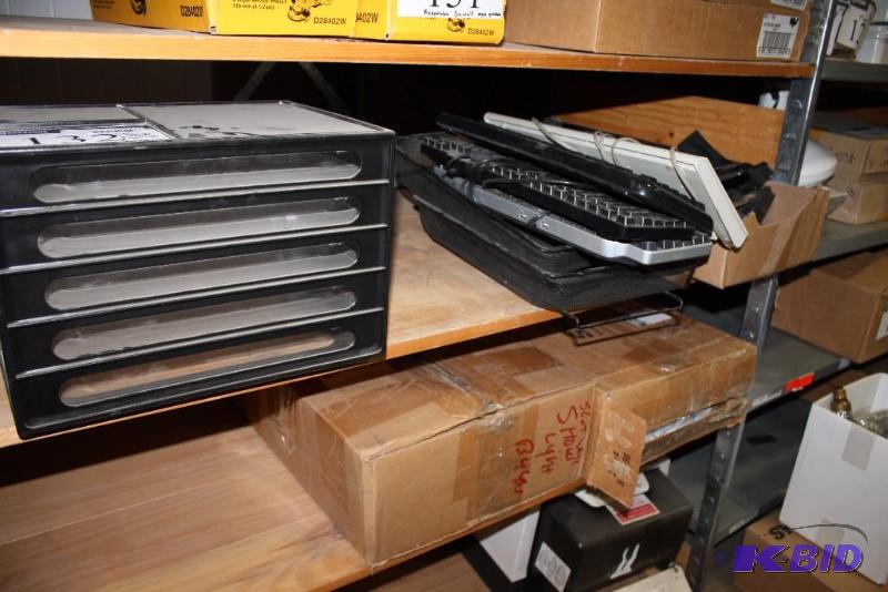 lot 132 image: Lot of (14) Including Filing Organizer Tape Dispensers Keyboards wCords And More.