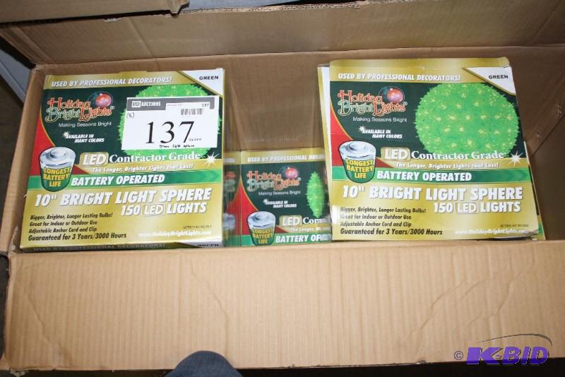 lot 137 image: Lot of (5) Green Light Spheres Green Bulbs Decorative.