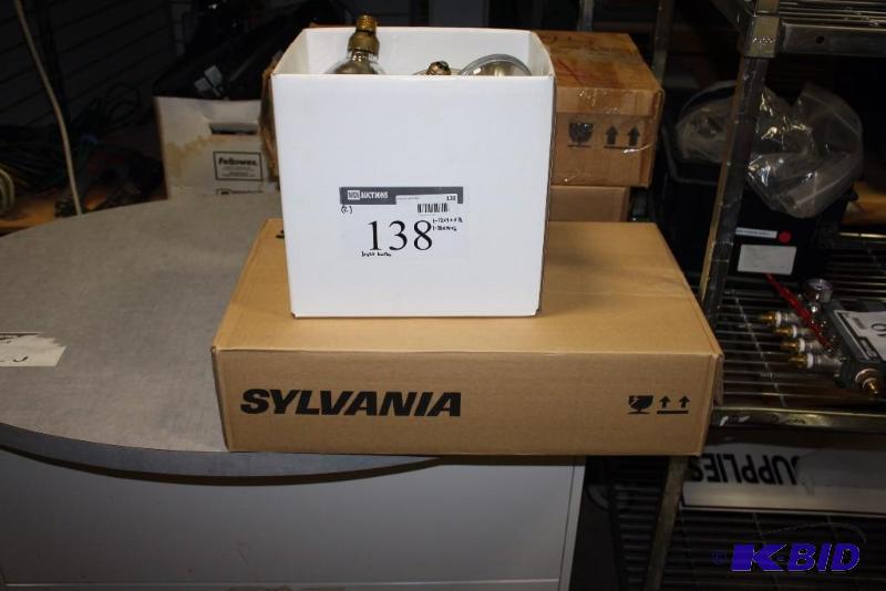 lot 138 image: Box Lot of (2) Including Sylvania Halogen Bulbs, 120V Miscellaneous Light Bulbs.