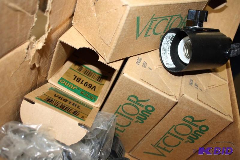 lot 141 image: Box Lot of Juno Track Lighting, V691BL Black Does Not Include White Box In Photos.