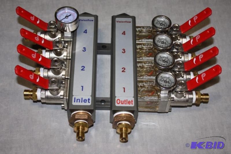 lot 149 image: Visionflow InletOutlet Multiple IntakeOutput Valve Breaker wGuages & Cut-Off Valves.