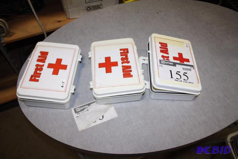 lot 155 image: Lot of (3) First Aid Kits Metal wLids.