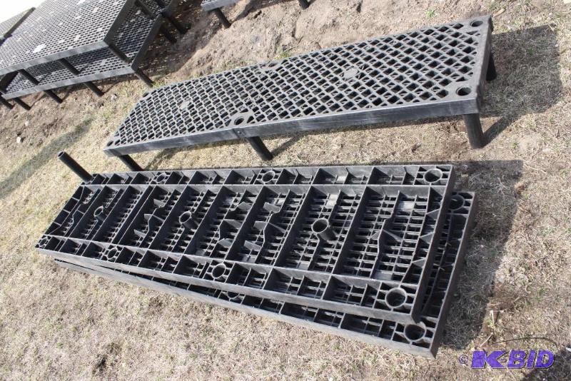 lot 28 image: Plant Stand Plastic wOpen Grate Bottoms Legs 94 x 24 x 12 Includes app. 3 parts.