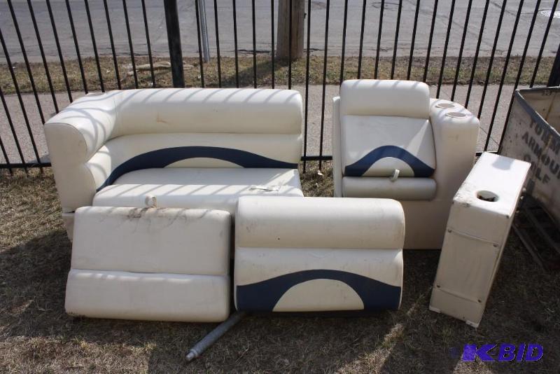 lot 30 image: Lot of (3) Pontoon Pieces Cupholders Storage 46 x 24 x 31 22 x 9 x 23 27 x 18 x 31.