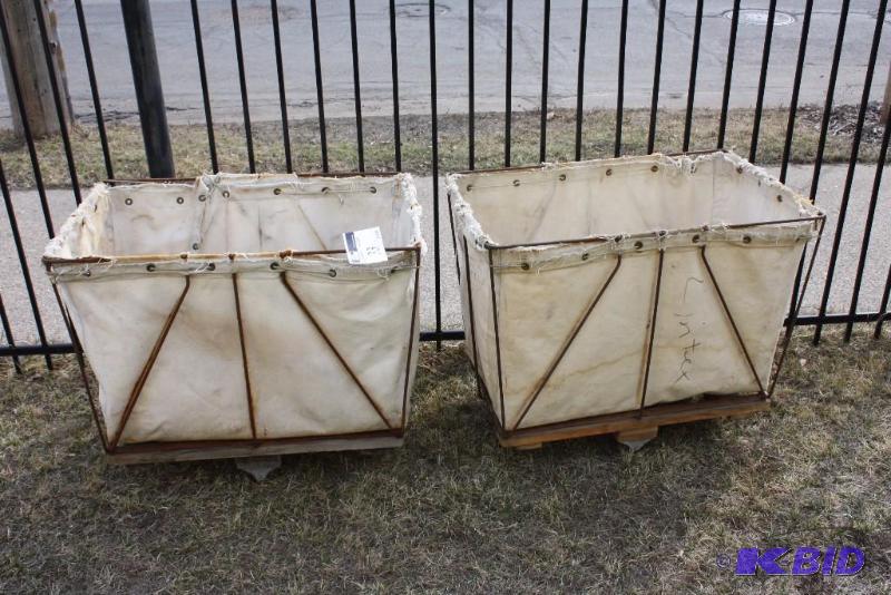 lot 33 image: Lot of (2) Mail Carts Cloth wMetal bases 36 x 24 x 30.