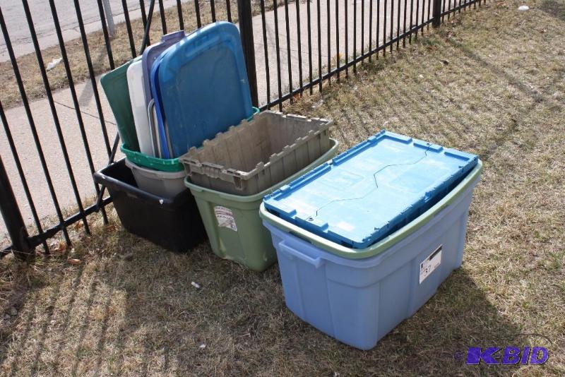 lot 37 image: Lot of (36) Including Plastic Bins, app. 8 ct Plastic Bin Lids, app. 28 ct.