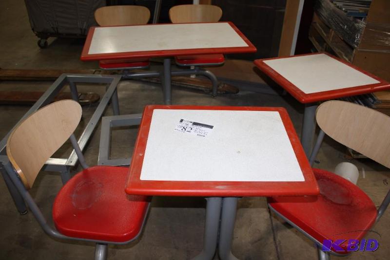 lot 82 image: Lot of (4) Restaurant Seats & Tables Including Table Bench Seat Table Table Seat Bench No Seat