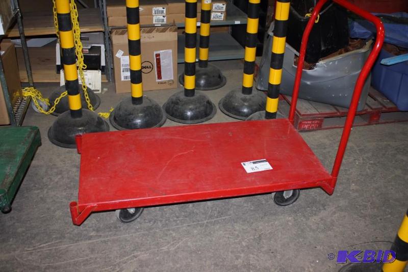 lot 85 image: Metal CartDolly Flat wHandle & Wheels Red 51 x 24 x 39.