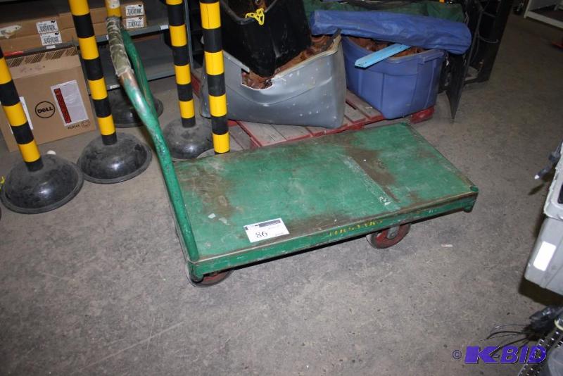 lot 86 image: Metal CartDolly Flat wHandle & Wheels Green 51 x 24 x 39.