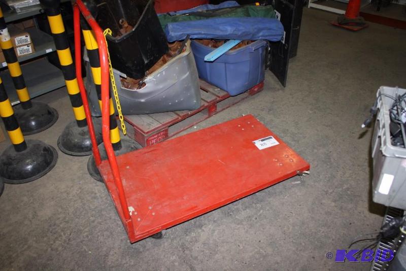lot 88 image: Metal CartDolly Flat wHandle & Wheels Red 42 x 24 x 43.