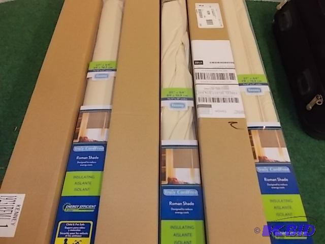 3-Ecru Roman Shades 27x64, 31x64, 35x64...