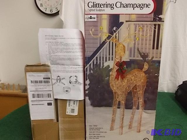 Glittering Champagne Lighted Buck Sculpture 4...