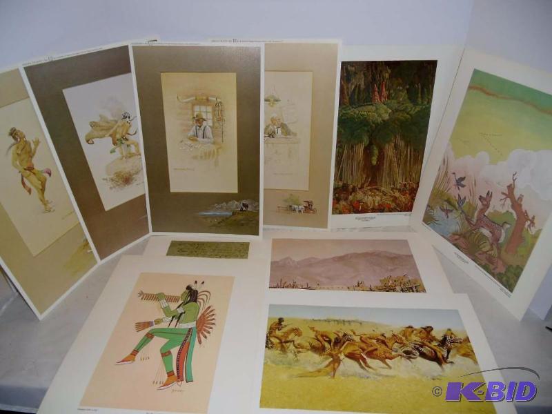 lot 21 image: Art Prints   Thomas Gilcrease Institute Cowboy Prints Seltzer & 6 Western Prints