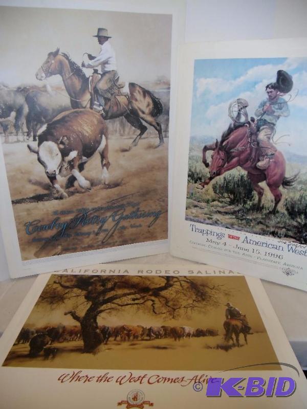 lot 22 image: Cowboys 3 Large 1990s Posters  Trappings American West  CA Rodeo  Cowboy Poetry Gathering