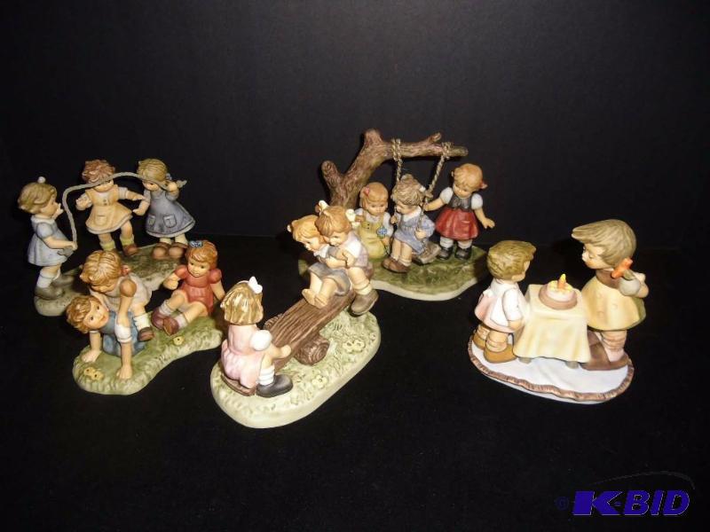 lot 4 image: Goebel Hummel 5 Adorable Porcelain Figurines  Children Playing