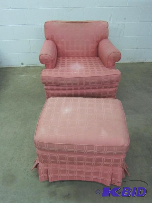Upholstered Chair with Ottoman