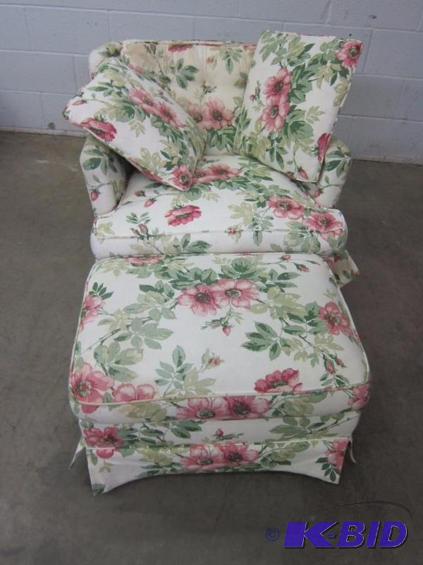 Upholstered Chair with Ottoman