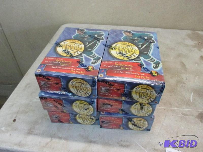 lot 35 image: 6 Boxes of 95-96 Fleer hockey cards, NIB, pla...