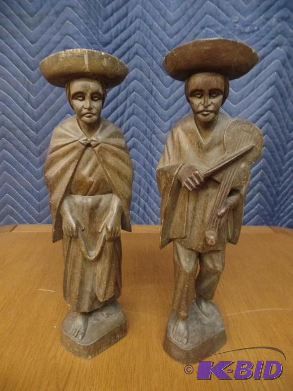 2 Solid Wood Figurines