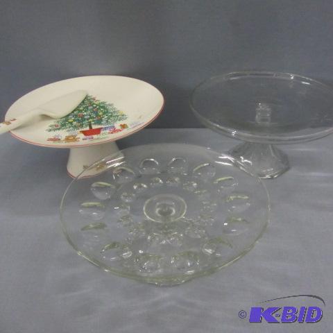 lot 129 image: Pedestal Cake Plates