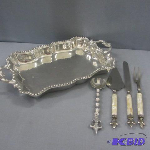 lot 136 image: Fancy Tray & Serving Pieces