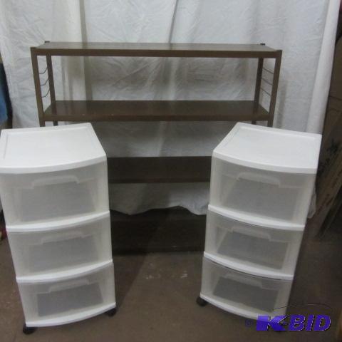lot 273 image: Metal Bookshelf, Storage Drawers