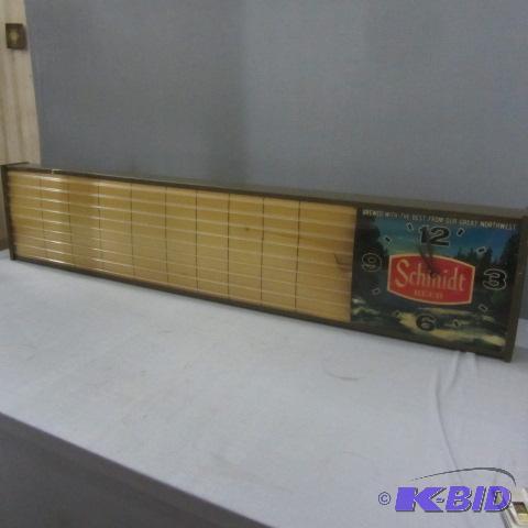 lot 51 image: Schmidt Beer Clock Menu Board