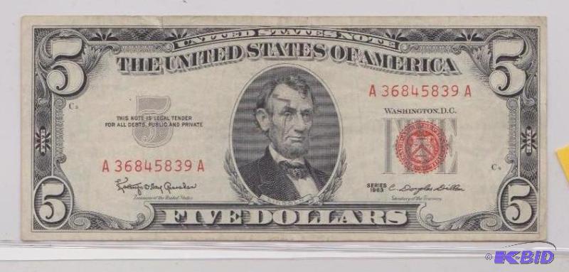 1963 Red Seal $5.00 Bill