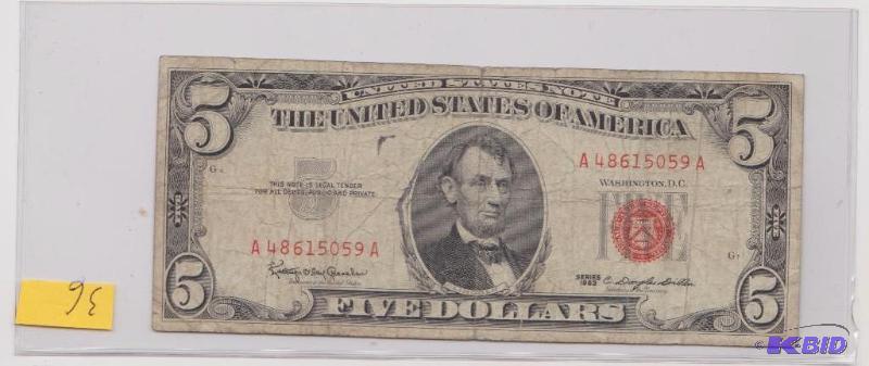 1963 Red Seal $5.00 Bill