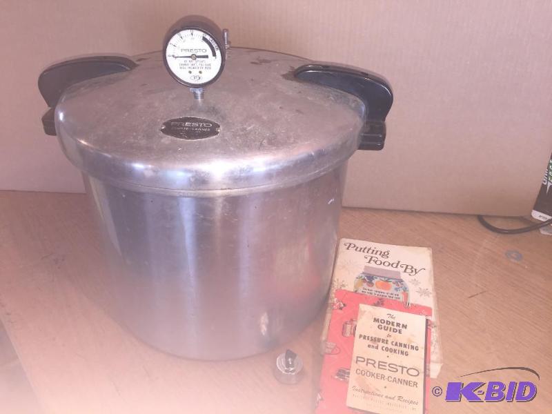 Large Presto Pressure Cooker with pamphlets a...