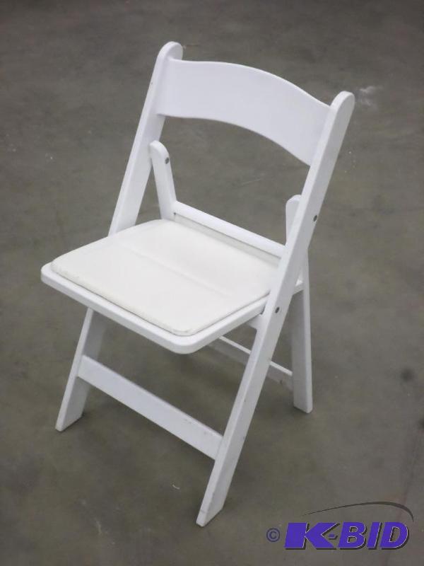 lot 38 image: (6) Matching White Padded Chairs, Foldable &a...