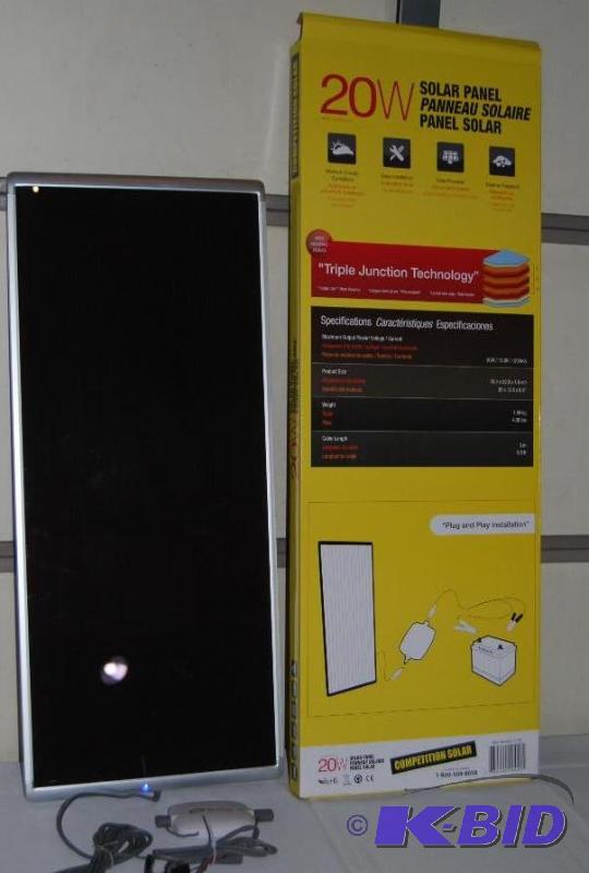 lot 4 image: 20W Solar Panel, weatherproof, blue LED indic...