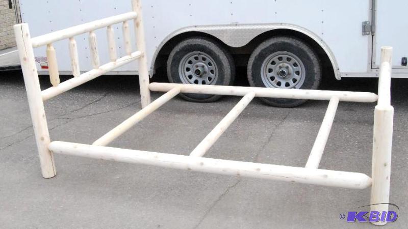 lot 44 image: Queen Size Cedar Log Bed, Northern White ceda...