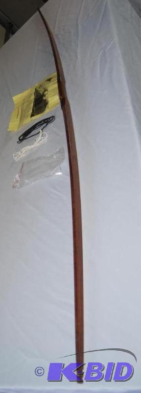 lot 52 image: Rudder Bows Archery Handmade Hickory Longbow,...
