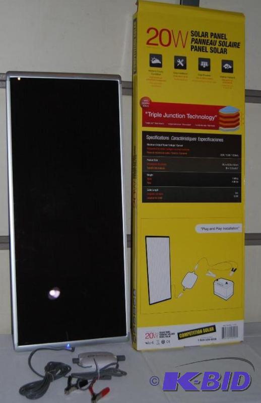 lot 65 image: 20W Solar Panel, weatherproof, blue LED indic...