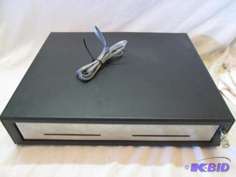 lot 18 image: Heavy duty all metal cash drawer with plastic...