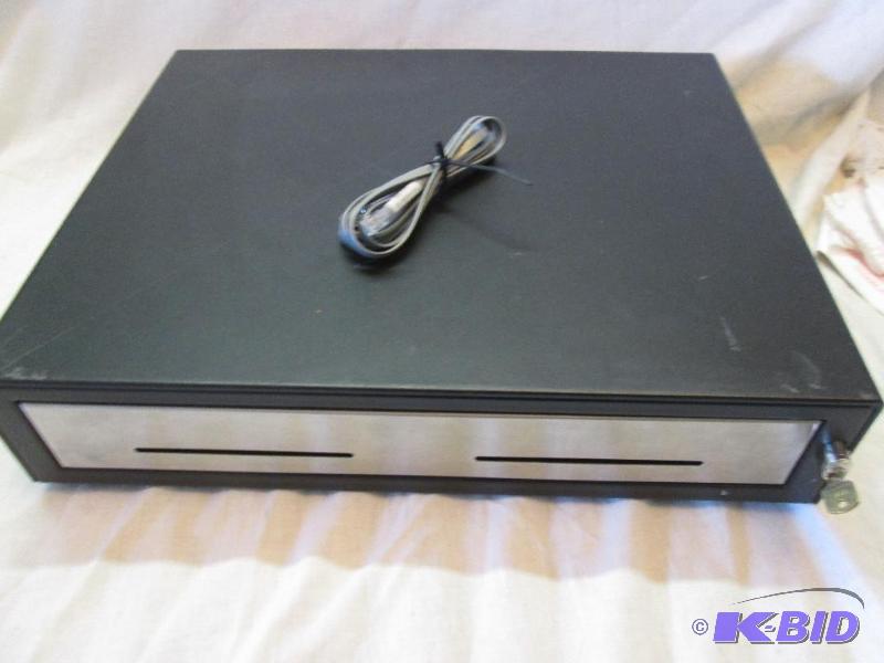lot 19 image: Heavy duty all metal cash drawer with plastic...
