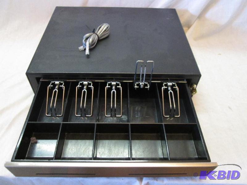 lot 20 image: Heavy duty all metal cash drawer with plastic...