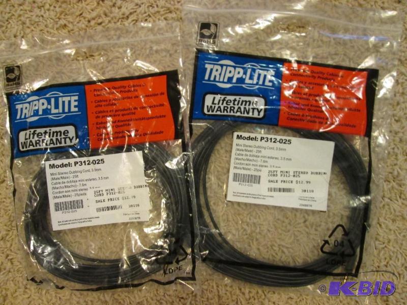 lot 29 image: Lot of 2 Tripplite P312-025 25 male to male ...