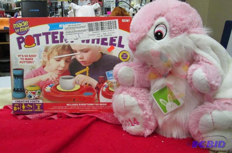 Stuff bunny, and Pottery wheel...