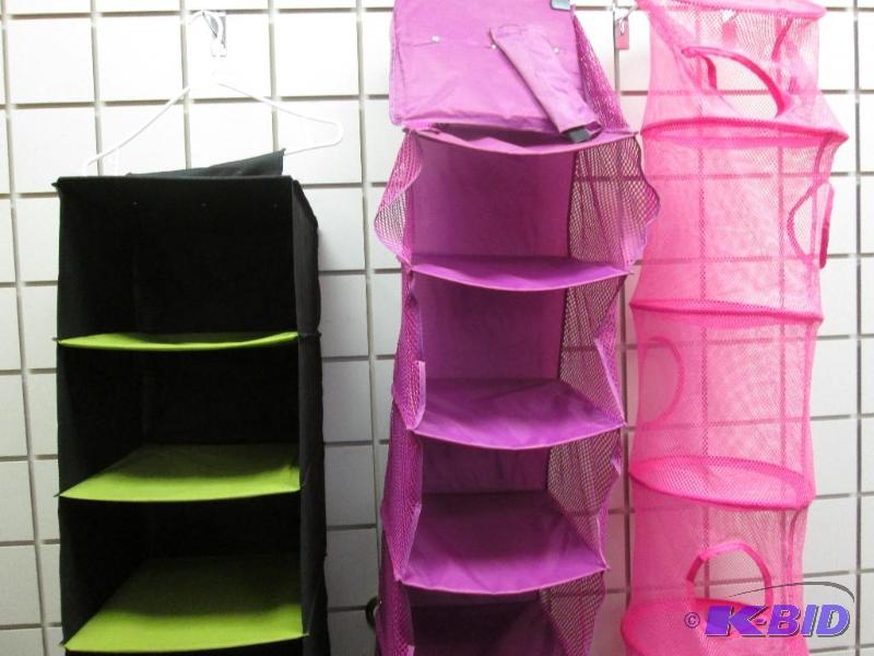 hanging cubbies. Used. Purple one has torn ha...