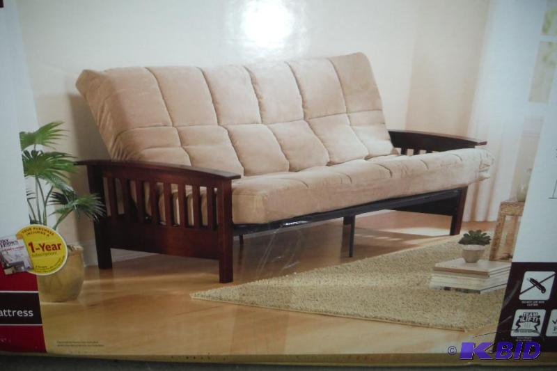 lot 2 image: Better Homes and Gardens Tan Wood Arm Futon