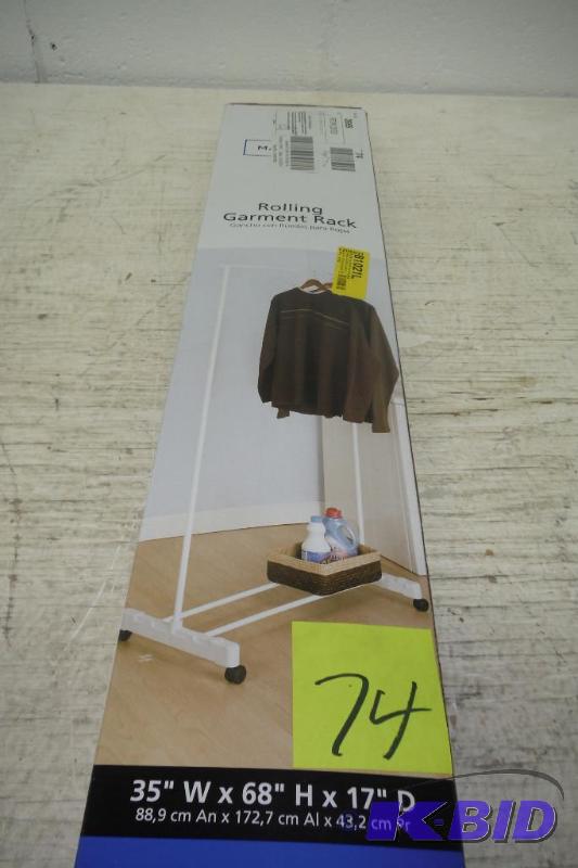 lot 74 image: Mainstays Rolling Garment Rack