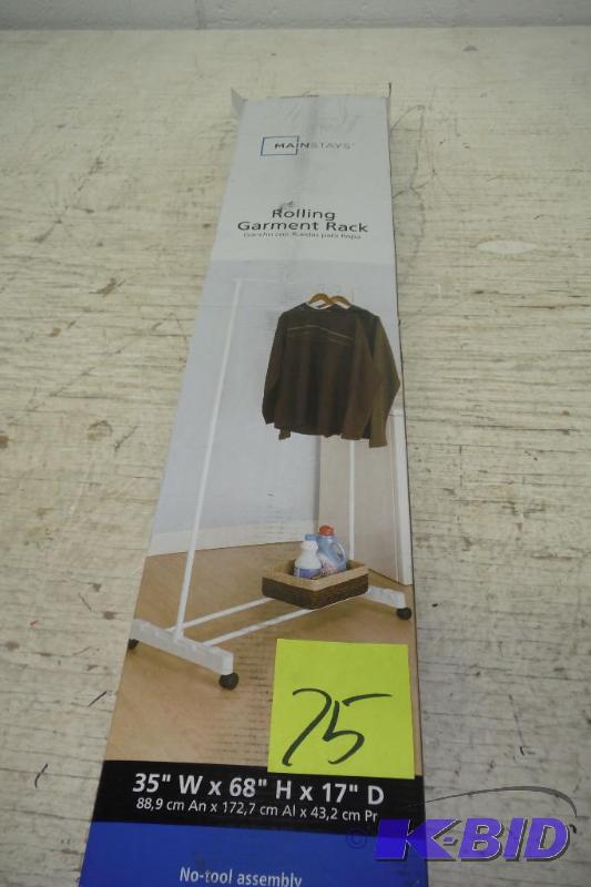 lot 75 image: Mainstays Rolling Garment Rack
